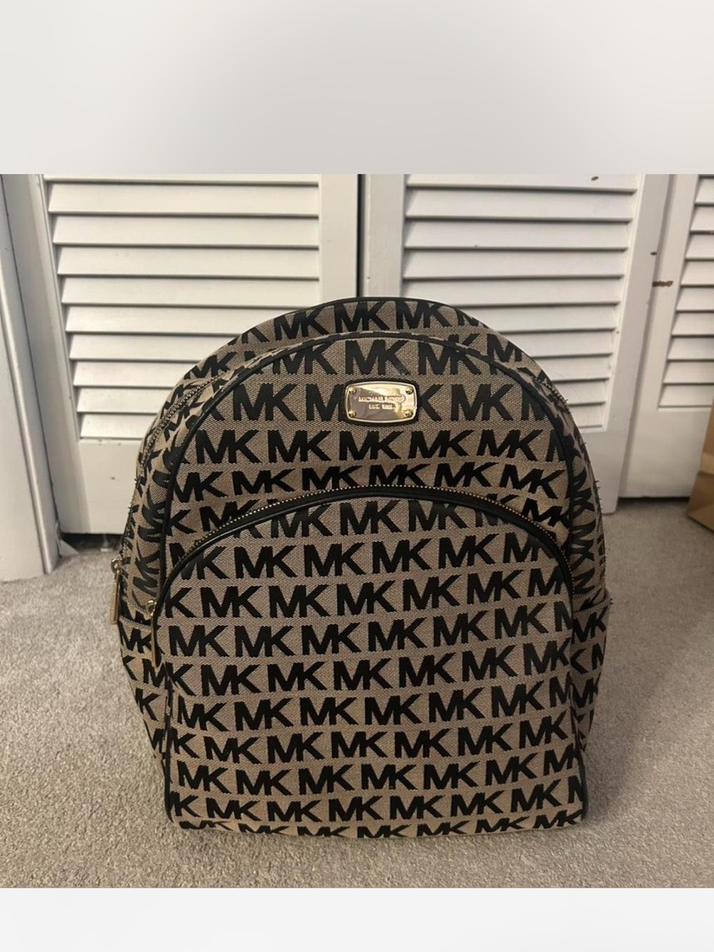 Michael Kors Brown/Black Signature Logo Backpack
